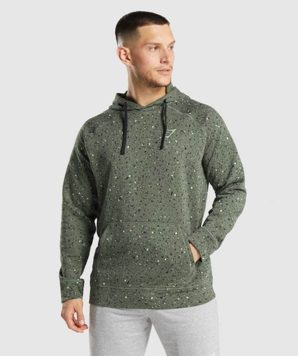 Panske Mikiny S Kapucňou Gymshark Micro Print Zelene | UB2476015